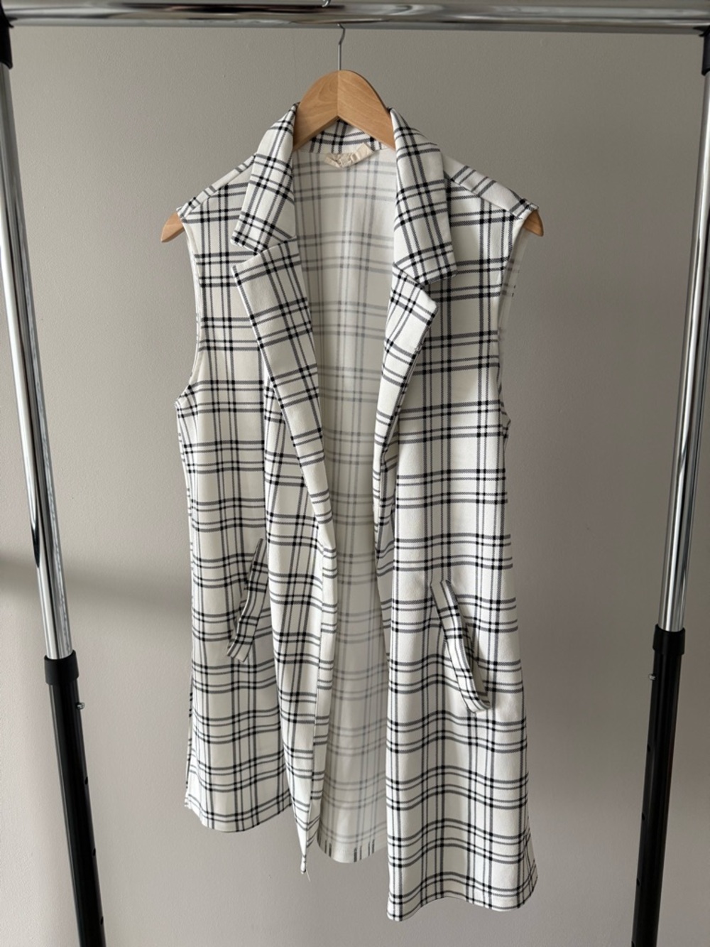 Melloday Plaid Sleeveless Long Vest